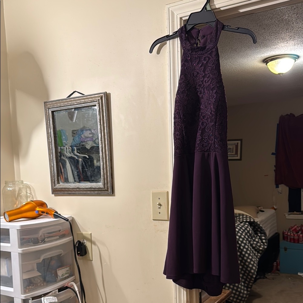 City Triangles Purple Sheath Halter Midi Dress